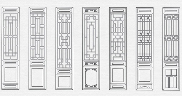 湖口常用中式仿古花窗图案隔断设计图